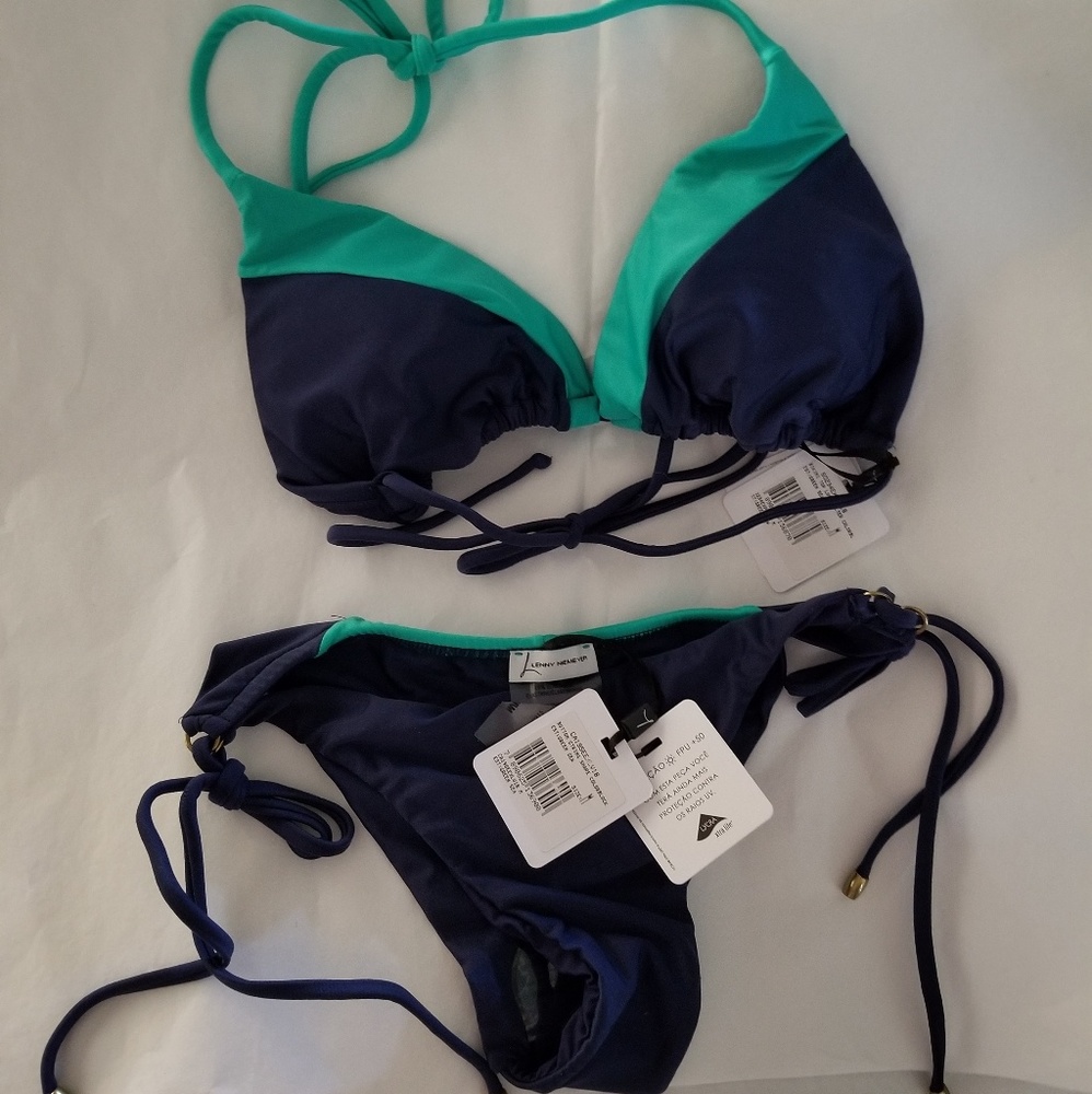 Lenny Neimeyer 2 Pce String Bikini Green Sea US M